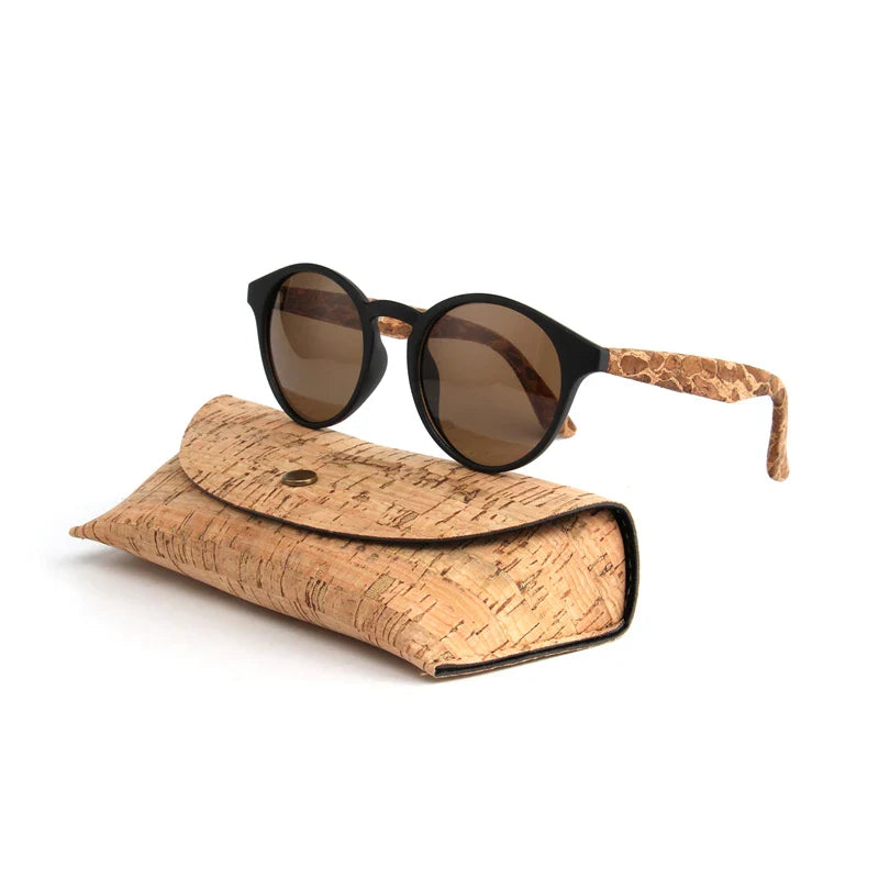 Kenbo High Quality Round Wood Bamboo Grain Polarized Sunglasses With Case Fashion Women Man Shades Wooden Sunglasses