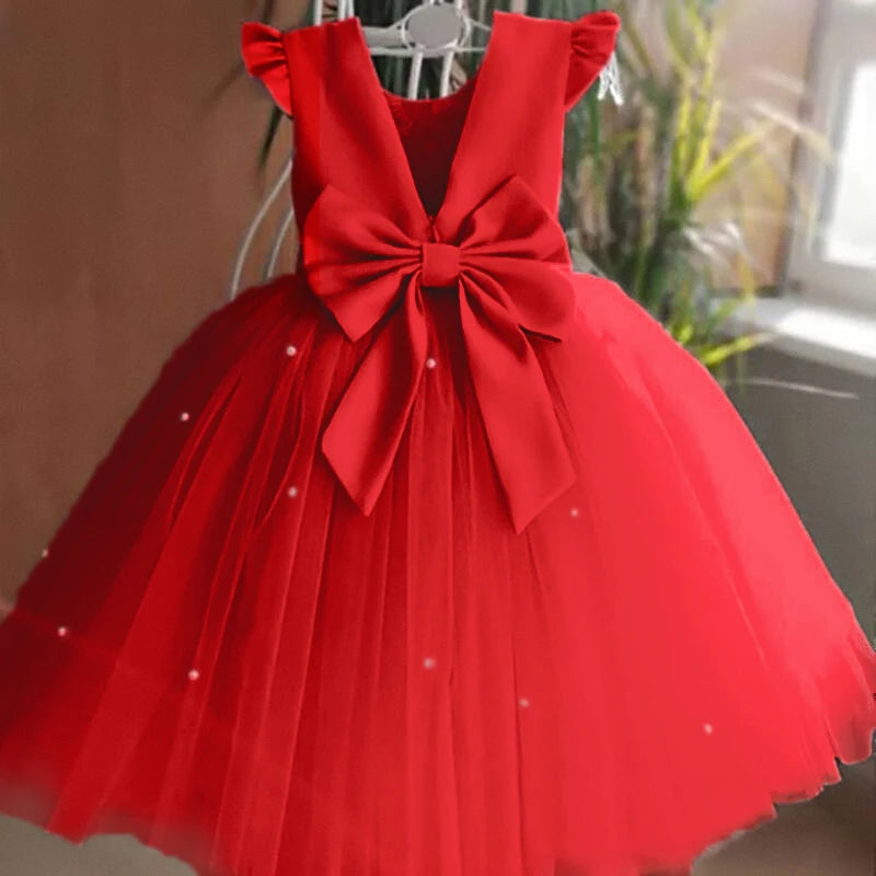 Girls Baby Dress Wedding Birthday Party Fluffy Lace Dress 1-5 Y Toddler