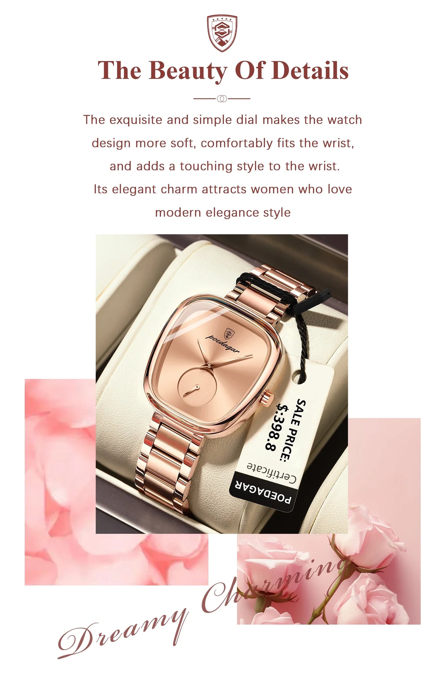 POEDAGAR Luxury Elegant Watch For Woman Waterproof Stainless Steel Quartz Women's Watches Simple High Quality Ladies Wristwatch
