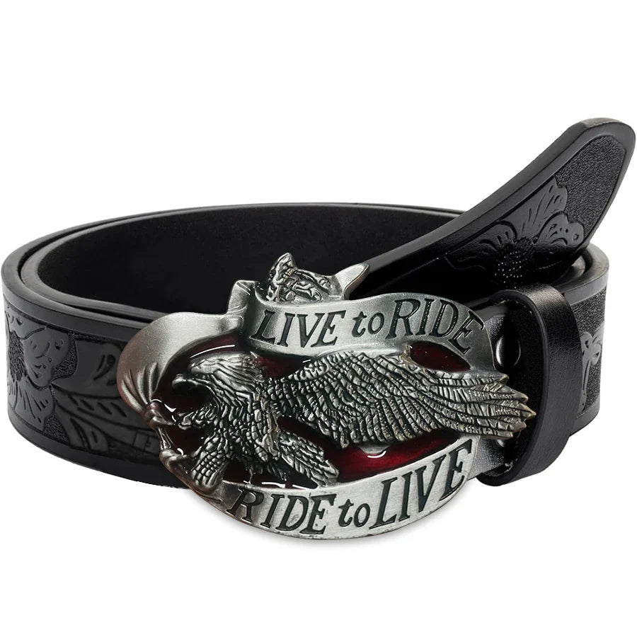 Western men's denim belt retro belt eagle belt buckle hip-hop personality retro style unisex matching jeans/casual pants belt