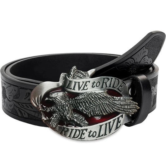 Western men's denim belt retro belt eagle belt buckle hip-hop personality retro style unisex matching jeans/casual pants belt