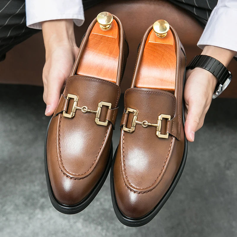 New Social Fashion Loafers Men Formal Shoes Business Brown Slip-On Driving Shoes Handmade Luxury Designer Men's Shoes Size 38-48