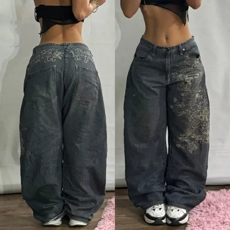 Y2K American Stitching Multi-pocket Heavy Washing Baggy Jeans