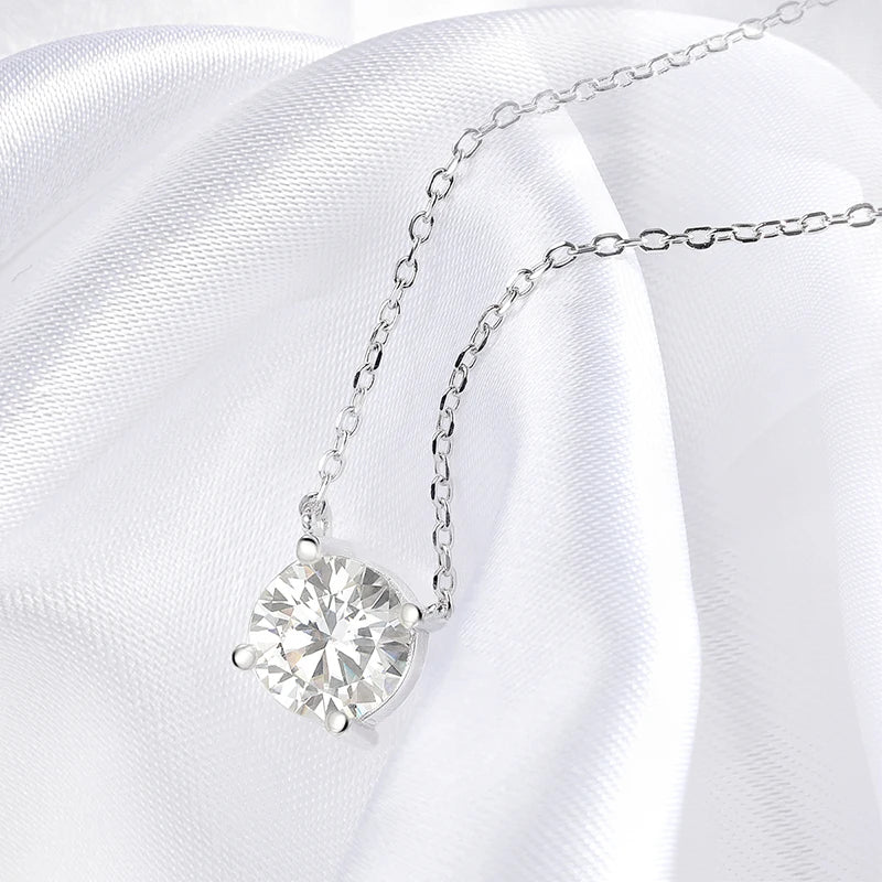 Smyoue White Gold Plated 1-10CT Moissanite Necklace for Women Classic Four Claws Pendant Wedding Jewelry 925 Sterling Silver