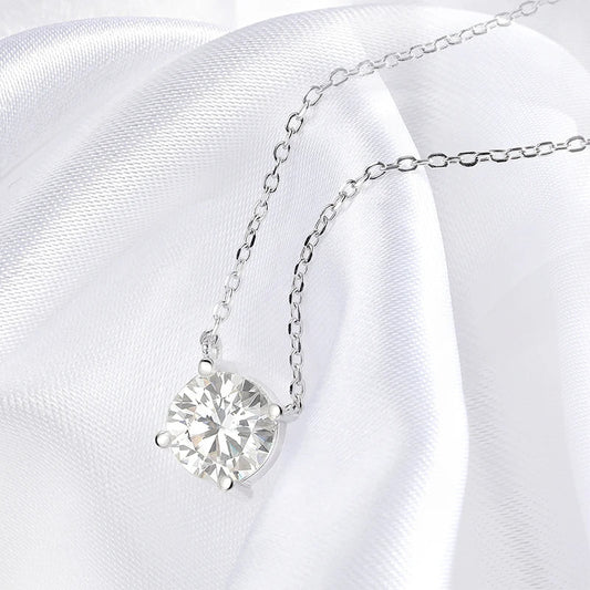 Smyoue White Gold Plated 1-10CT Moissanite Necklace for Women Classic Four Claws Pendant Wedding Jewelry 925 Sterling Silver