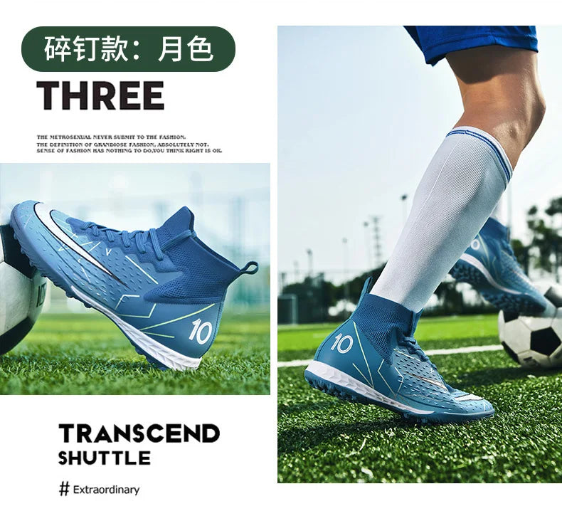 Mens Soccer Cleats High Ankle Football Shoes Long Spikes Outdoor Soccer