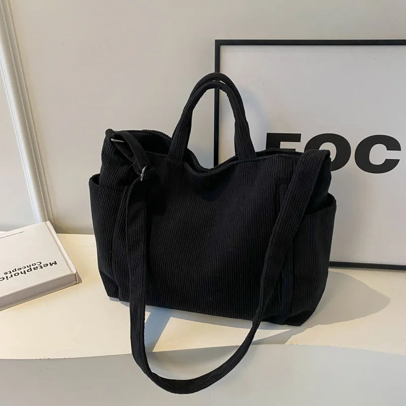 Fashion Versatile Shoulder Bag College Wind Commuting Corduroy Square Bag Unisex