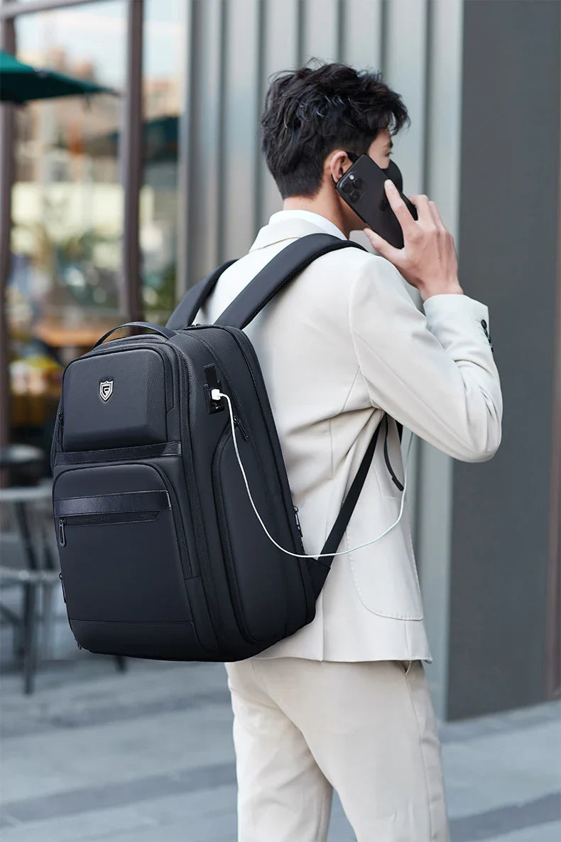 Fenruien Men 36L Business Backpack USB Waterproof  Multi Pocket Backpacks Fit 17.3 Inch Laptop