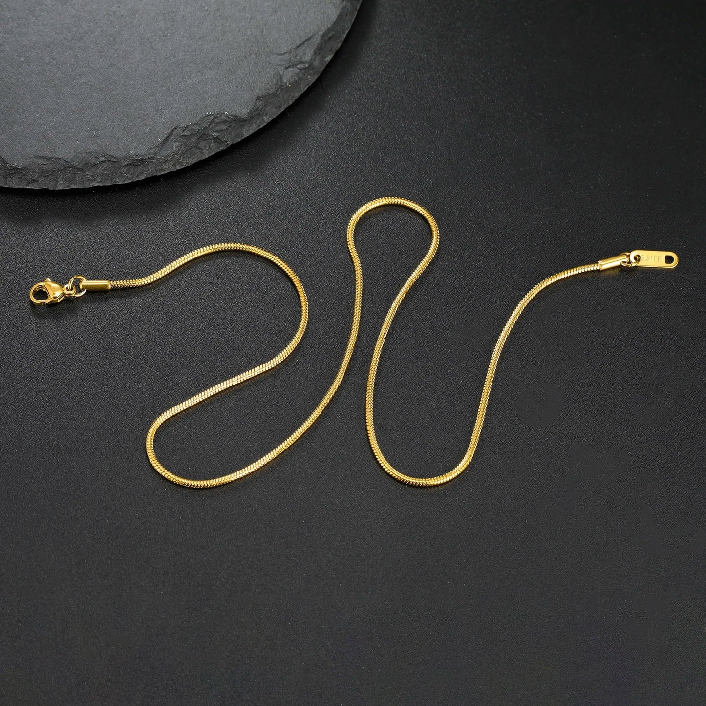 Skyrim Stainless Steel Gold Color Round Snake Chain Necklace Women Men Long Neck Chains Trendy Punk Jewelry Gift Wholesale