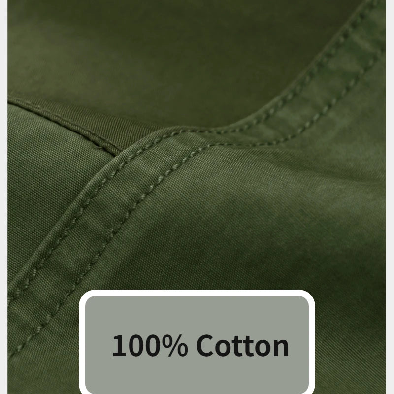 Men's 100% Cotton Multi-pocket Casual Patchwork Pants Daily Comfortable Cargo Pants