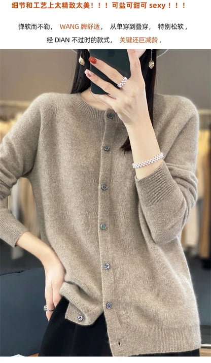 Spring and Autumn  New 100% pure merino cashmere sweater women's O-neck