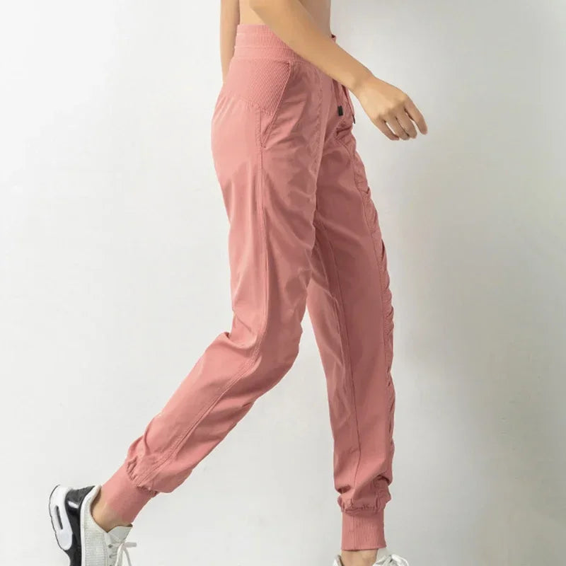 Sweatpants Fabric Drawstring Running Sport Joggers Women Quick Dry Athletic Gym