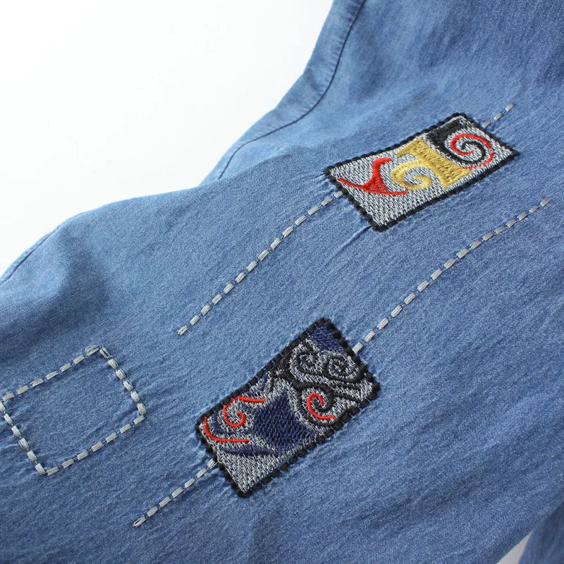 Plus Size Women Jeans Oversized Curve Clothes High Waist Geometry Embroidery Patch