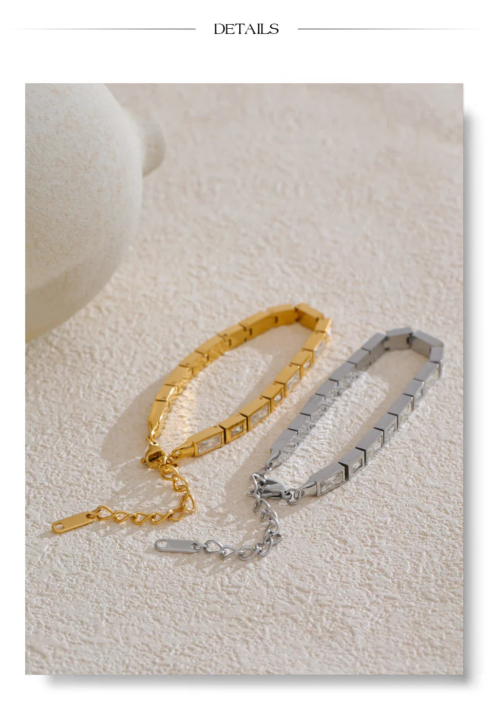 Yhpup Waterproof High Quality Shiny Cubic Zirconia Chain Premium Bracelet Bangle Stainless Steel New Jewelry