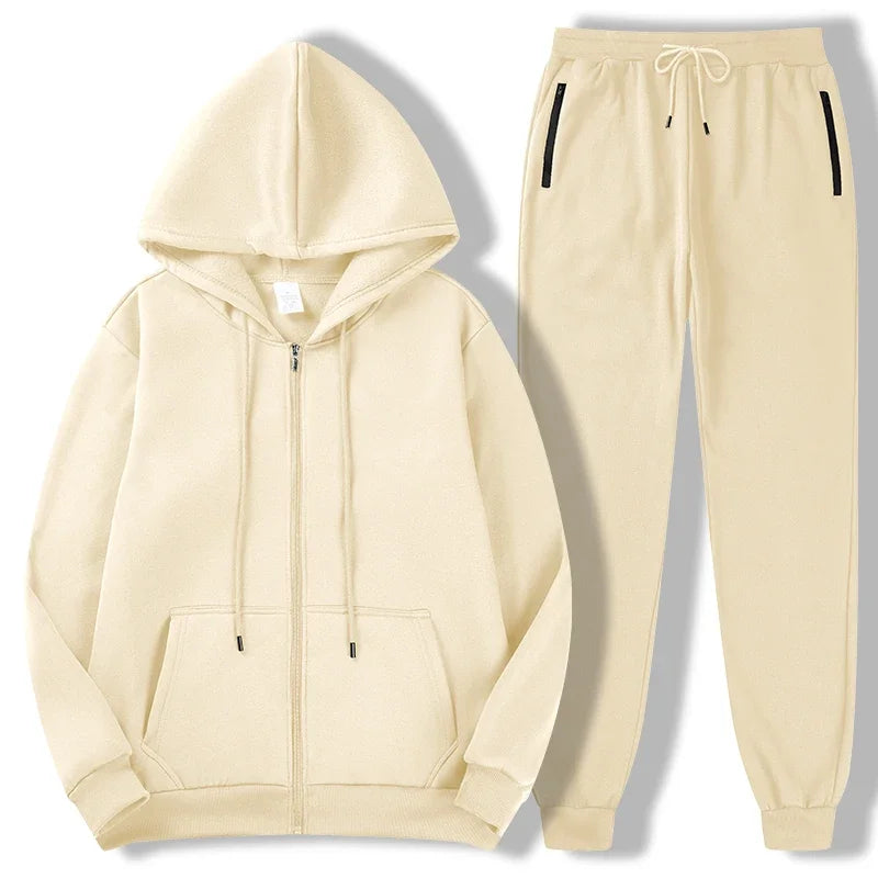 2025 Newest Men's Autumn Winter Collection Zip Hooded Sweatshirt and Trouser Two Piece Tracksuits
