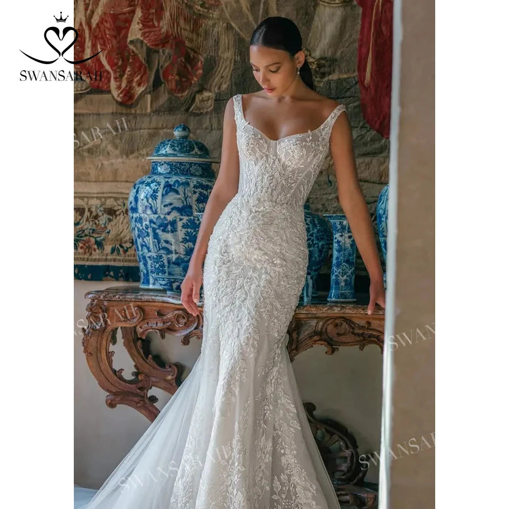 White Bridesmaid Dresses: Wedding Dress Appliques Detachable Train Princess