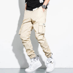 Men's Cotton Cargo Pants Plus Size Sports Drawstring Cargo Pants