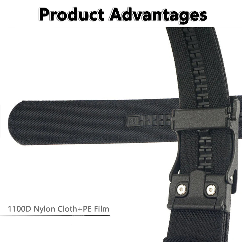 TUSHI New Stiff Tactical Belt for Men Metal Automatic Buckle Military Police Duty Belt 1100D Nylon Gun Belt Casual Girdle Male