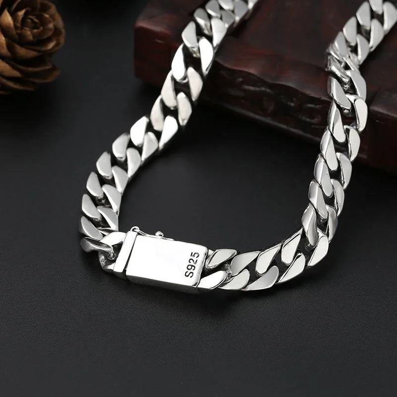 100% S925 Sterling Silver Necklace Bracelet Punk S925 Silver Jewelry Never Fade Carry certificate Men Women Jewelry Gifts