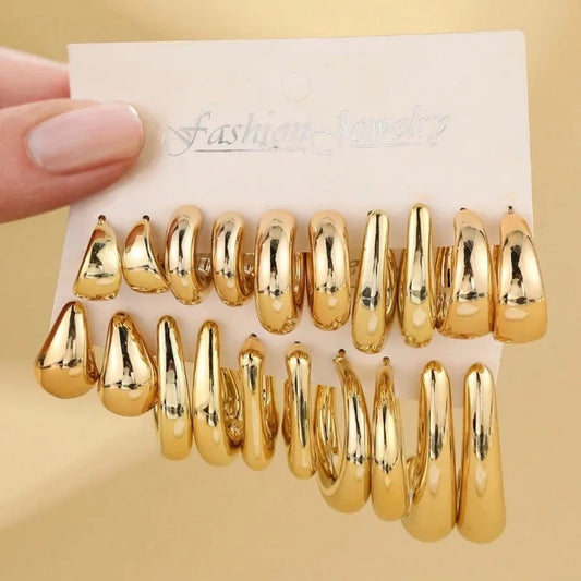 New Fashion, Simplicity, Creativity, Personality, C-shaped Water Drop, C-shaped Bean Women's Earring Set