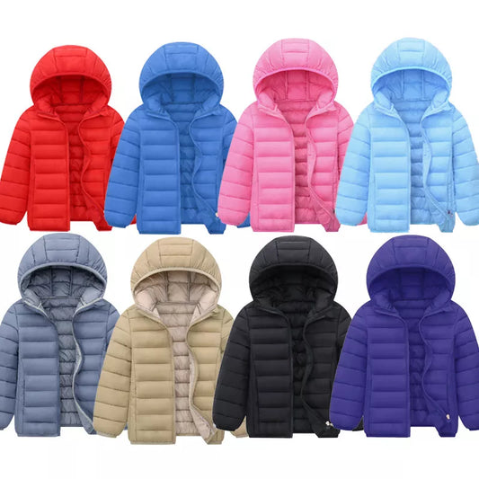 Kids Boy Light Down Jacket Autumn Coats Children Girl Cotton Warm Hooded Outerwear