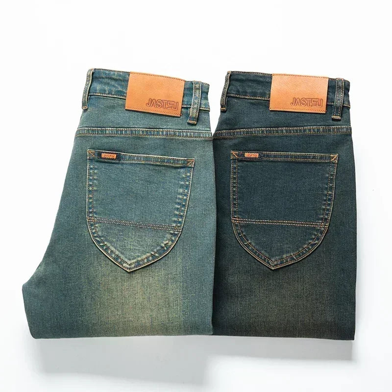 Early Autumn Brand Stretch Men Jeans Retro Slim Denim Trousers Fashion Casual Straight
