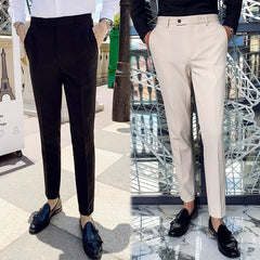 Formal Pants Spring Men Dress Pants Slim Fit Black White Pantalones Hombre