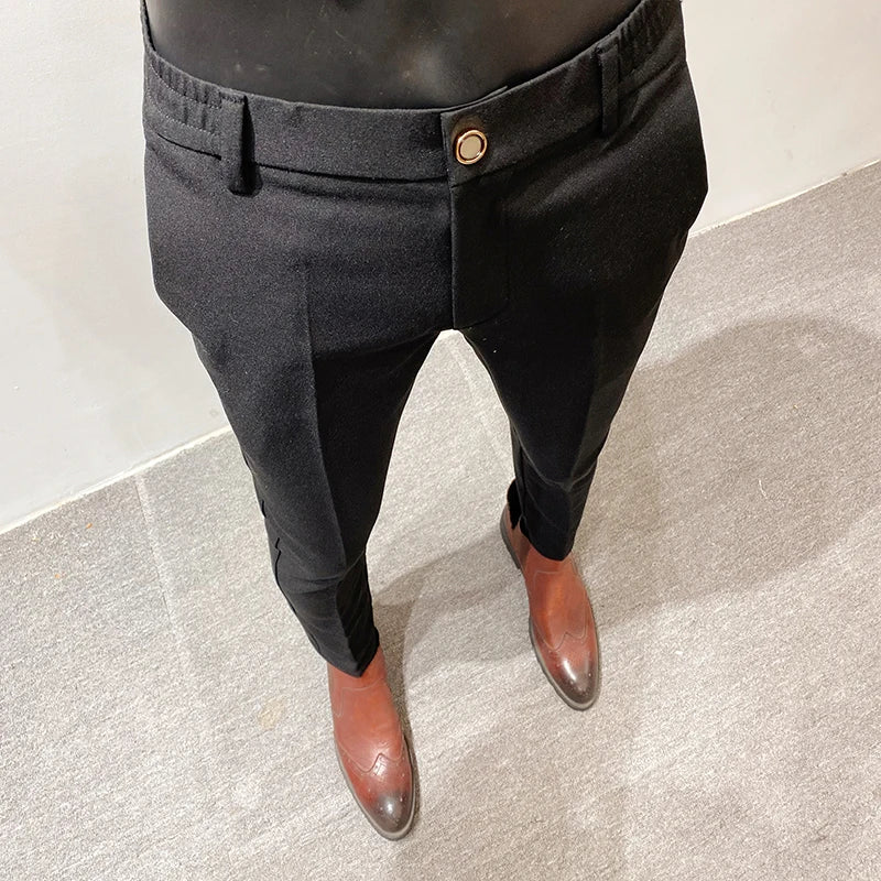 Men Suit Pants Formal Trousers Stretch Slim Pantalone Hombre Calça Masculina