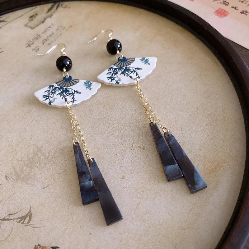 Neo-chinese Style Bamboo Joint Flower Earrings Imitation Pearl Fringe Earring New National Tide Personality  Earrings for Women