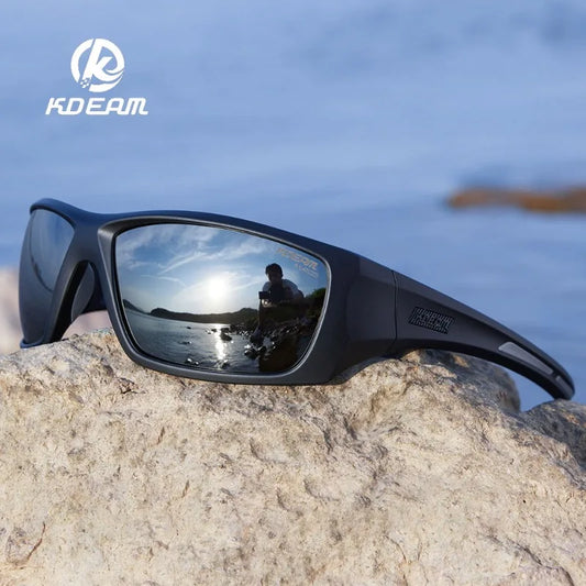 KDEAM Outdoor Sports Polarized Sunglasses Men's Fishing TR90 Frame UV Protection Lens Shield Sun Glasses Women Eyewear with Box