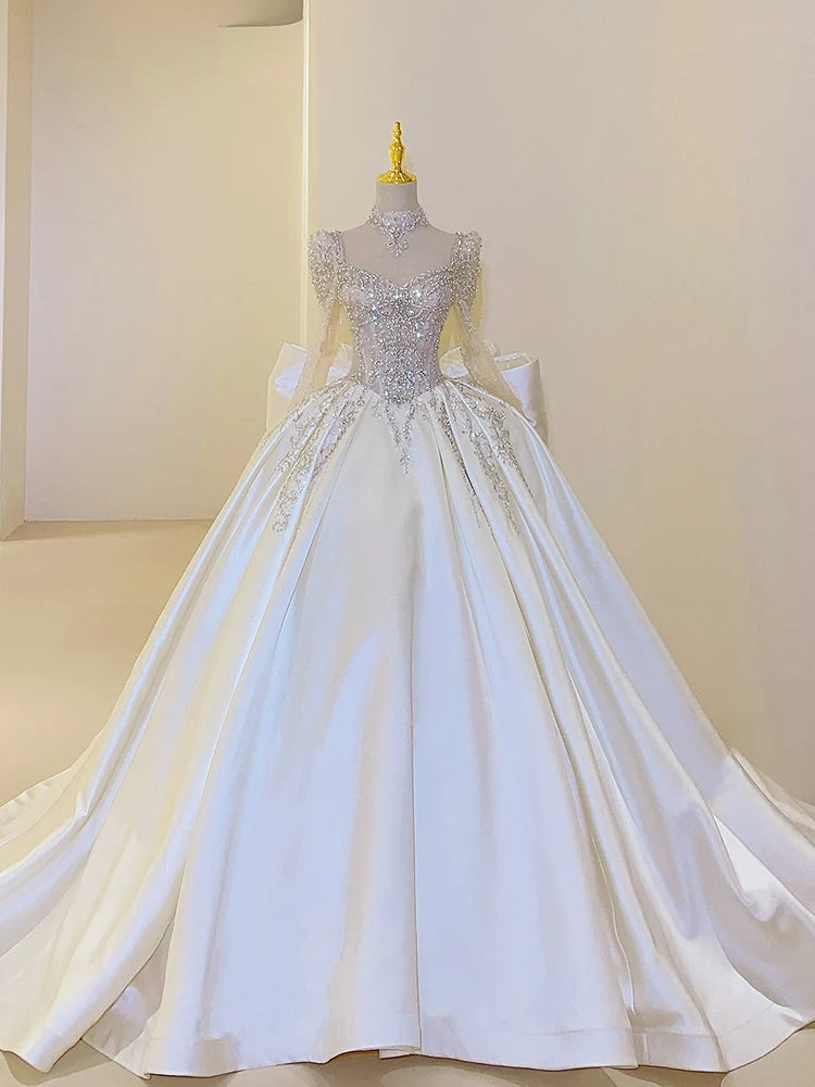 White Bridesmaid Dresses: Wedding Dress Plus Size Custom Lace Up Bridal Ball Gown