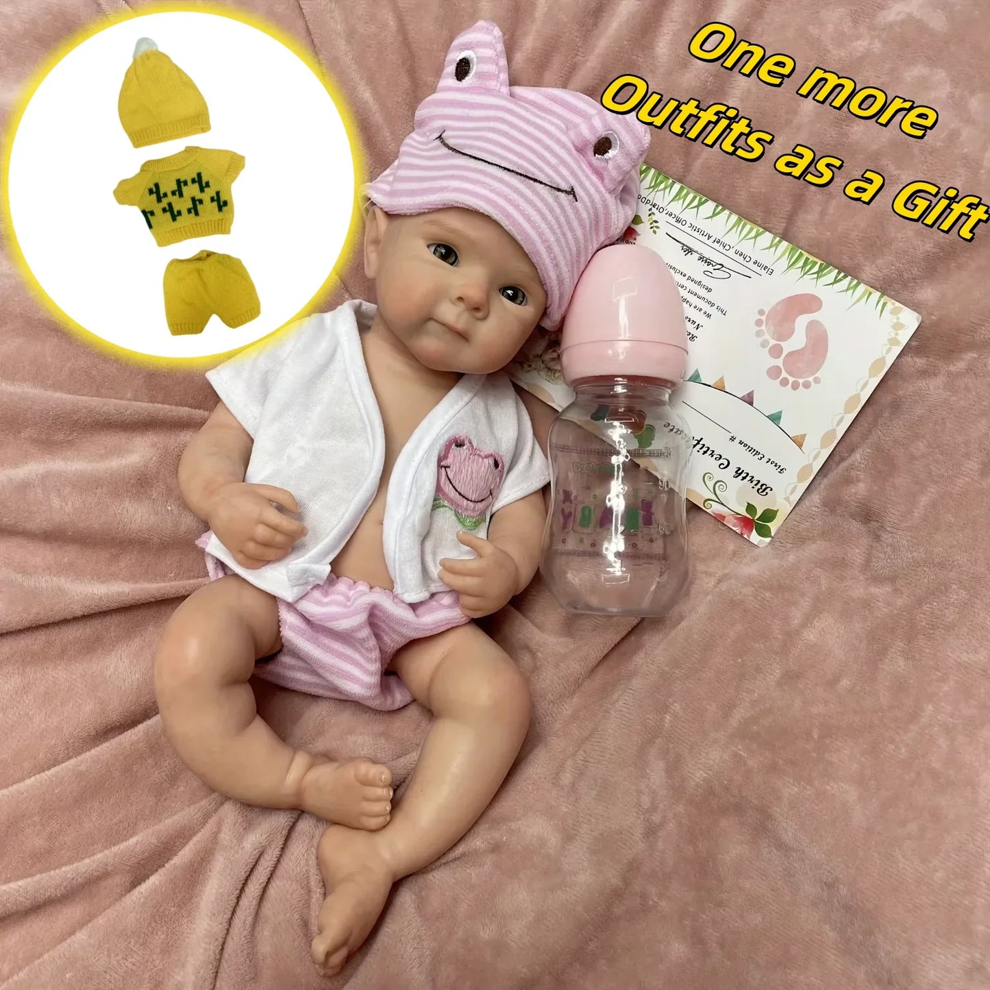 Can Open Mouth 33cm Bettie Solid Silicone Bebe Reborn Girl With 2 Sets Outfits 3D Painted Skin Soft Reborn Doll For Kid's Gift