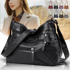 Women's Soft Leather Shoulder Bags Multi-Layer Classic Crossbody Bag