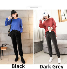 Women Winter Lamb Fur Cashmere Slim Pants Casual Keep Warm Thick Trousers