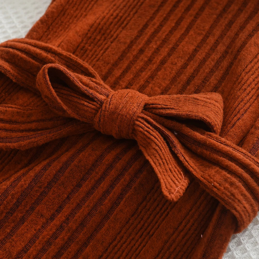 Girls' Woolen Dress Children's Autumn Winter High Neck Flying Sleeve