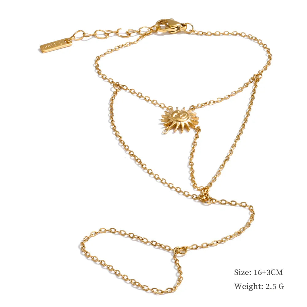 Yhpup Trendy Stainless Steel Zircon Beads Back of Hand Chain Finger Bracelet Fashion Chic Sexy Jewelry Waterproof Wholesale Gift