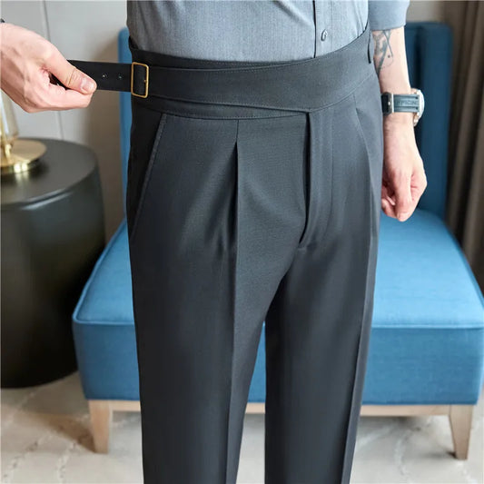 Italian Style High-waisted Straight-leg Long Pants Casual Versatile Trousers For British Men