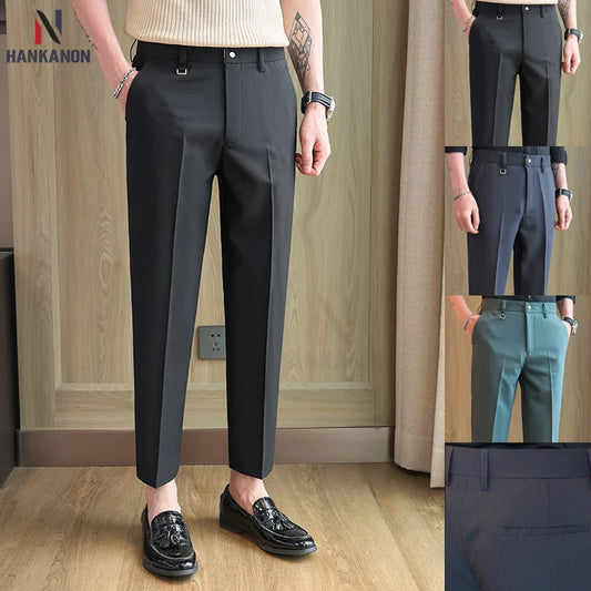 Suit Pants, British Style Ankle-Length Pants, Business Casual Style All-Matching Trousers