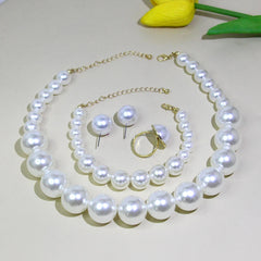 5 Women's Vintage Light French 5 Piece Imitation Pearl Jewelry Fashion