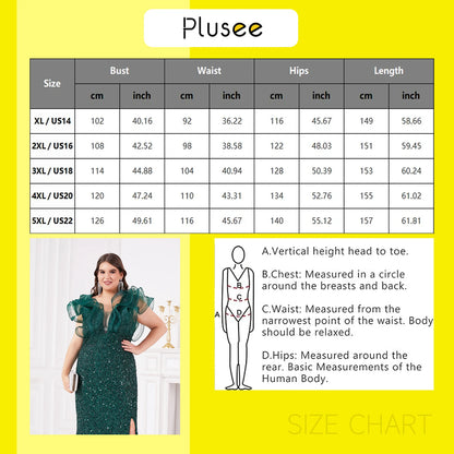 Plusee Plus Size Female Dresses V-neck Tiered Sleeve Sexy Slit Summer Dress For Women 2023 Elegant Lady Wedding Party Dresses