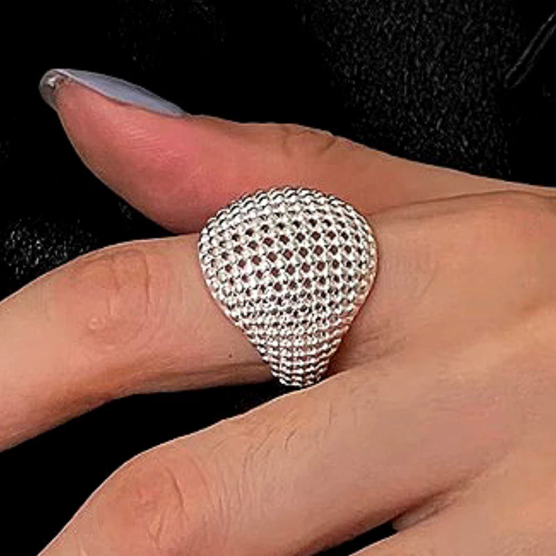 Silver Color Big Adjustable Ring for Women Fashion Jewelry Wedding Engagement