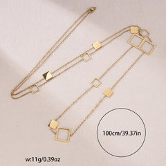 18K gold-plated stainless steel hollow square round rectangular star long necklace