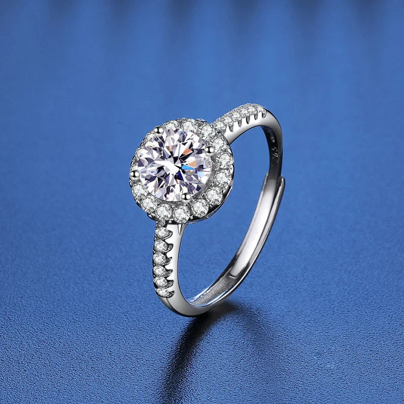 NEW 100% Real Moissanite Ring D VVS1 Pass Diamond Test Pen Adjustable Size S925 Sliver GRA Certificate Wedding Rings for Women