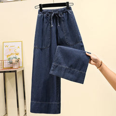 Plus Size 3XL 4XL 5XL Denim Pants For Women High Waist Fashion Loose Wide Leg Jean