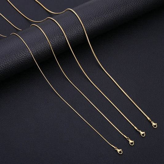 Gold Color Chains 0.9mm-2mm Stainless Steel Snake Chains Necklace