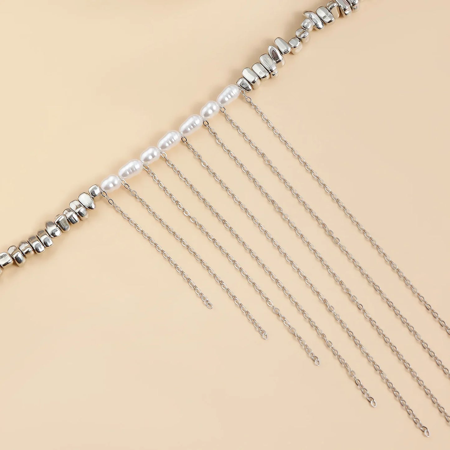 LATS Versatile Beaded Tassels Necklace Adjustable Length Neckchain for Party Wear Fashion Jewelry Accessories Gift
