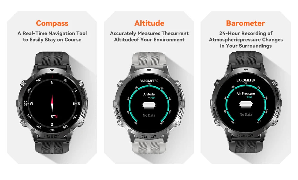 Cubot X3, Sport Waterproof Smartwatch, 1.73-inch AMOLED Display, Bluetooth Calls, 900mAh Battery, Blood Oxygen, Fitness Tracker