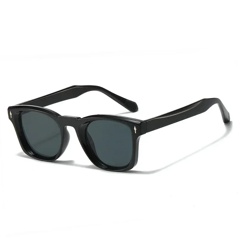 JNPCXI Retro Rivets Square Sunglasses Women Fashion Gradient Shades UV400 Men Green Black Sun Glasses