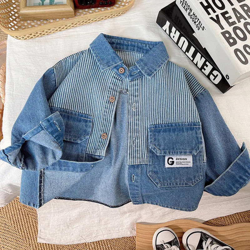 New Spring Autumn Denim Jacket For Boys Fashion Children Clothing Kids Baby Boys Clothes Outerwear Striped Jean Jackets Coat