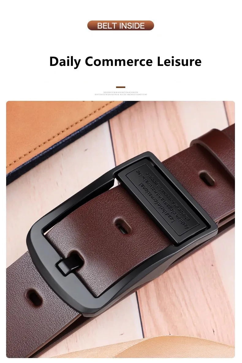 Leather Men's Belt Fashion Metal Alloy Pin Buckle Adult Luxury Brand Jeans Business Casual Waist Male Strap Brand